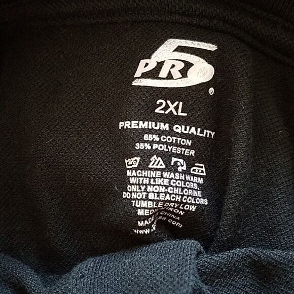 Pro 5 Men’s Black Polo Shirt Short Sleeve Size 2XL Casual Cotton Tee - Picture 3 of 3